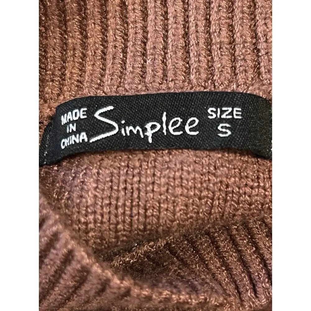 Simplee Sweater Women Small Brown Ball Embellishment Lantern Sleeves Work School